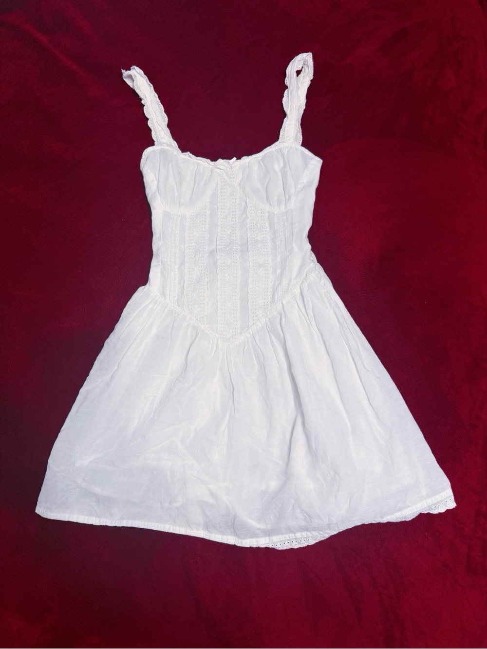 White Lace-Trim Cottagecore Sundress